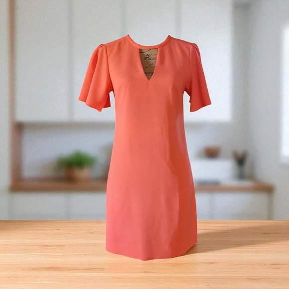 TRINA TURK Anderson Flutter Short Sleeves & Keyhole V-Neck Dress-US 2 - Picture 2 of 8